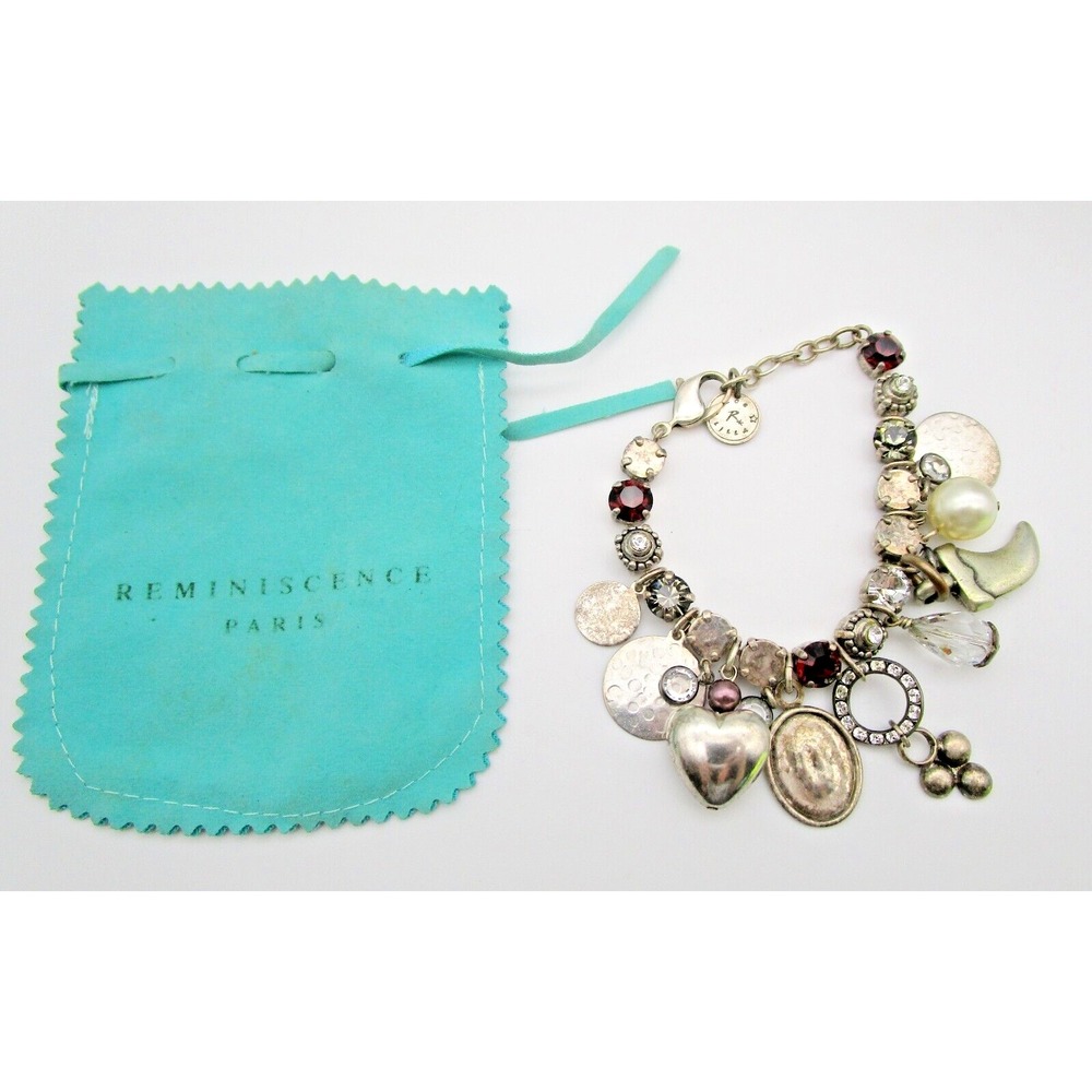 Reminiscence Paris Zoe Lilla Vintage Bracelet Charms Rhinestones Silver tone